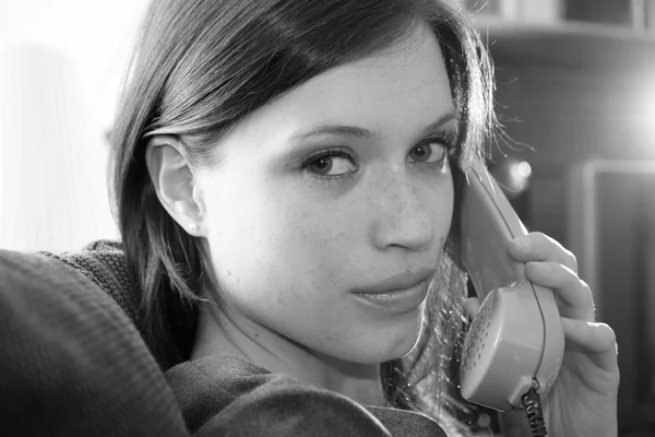 Young woman and telephone — Stock Photo, Image