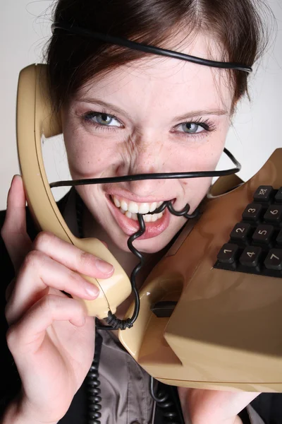 Young woman and telephone — Stock Photo, Image