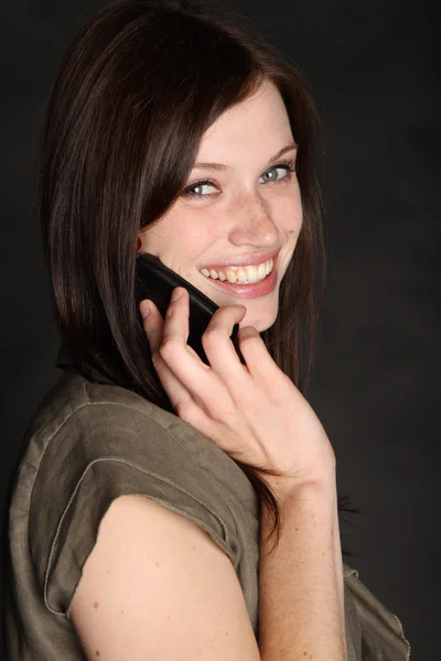 stock image Young woman with handy