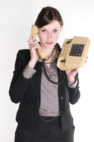 Mujer y teléfono — Foto de Stock