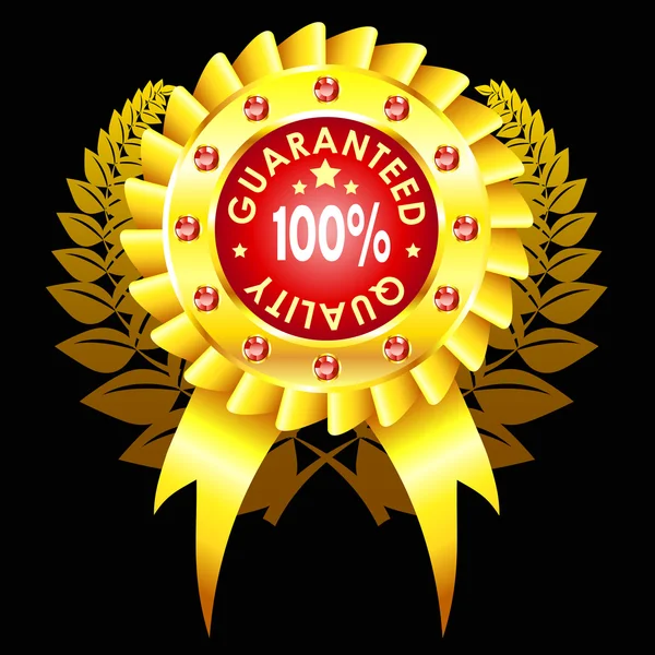 Badge di qualità dorata con nastro — Vettoriale Stock