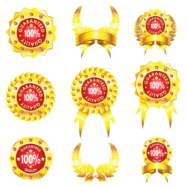 Set de insignias doradas sobre fondo blanco — Archivo Imágenes Vectoriales