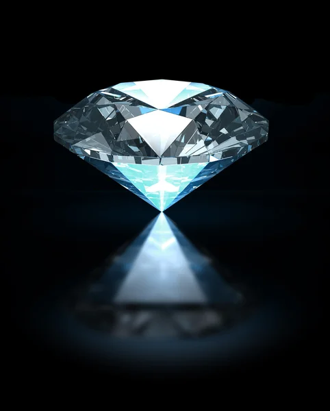 Diamante blu su sfondo nero — Foto Stock