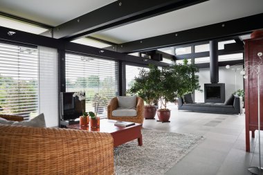 Modern house, oturma odası ile modern mobilya