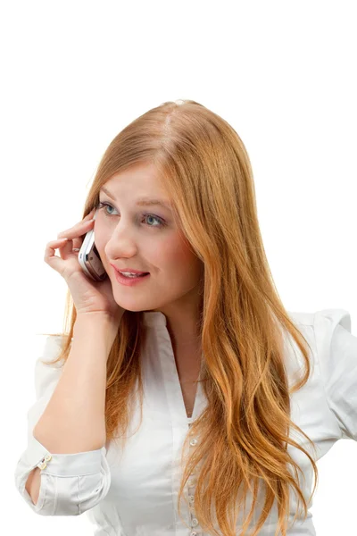Ritratto di bella donna d'affari utilizzando il telefono cellulare — Foto Stock