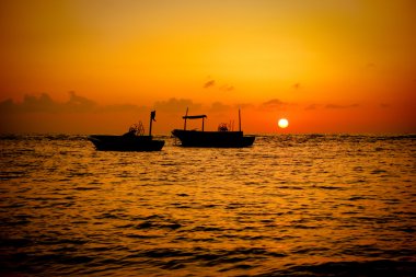 Fishing Boats Sunset clipart