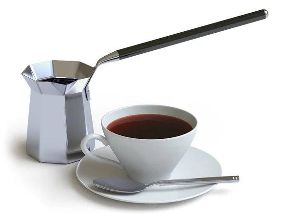 Kaffeekanne und Tasse — Stockfoto