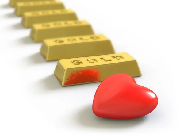Heart and gold — Stock Photo, Image