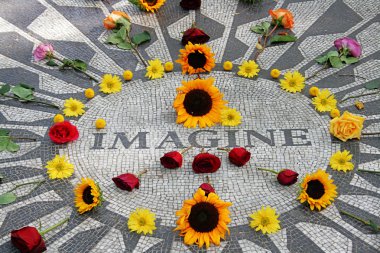 Imagine mosaic, full of flowers, in Central Park clipart