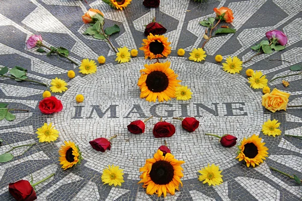 Imagina mosaico, lleno de flores, en Central Park — Foto de Stock