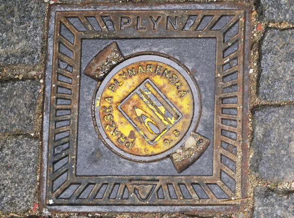 Manhole cover in Prague — Stock Photo, Image