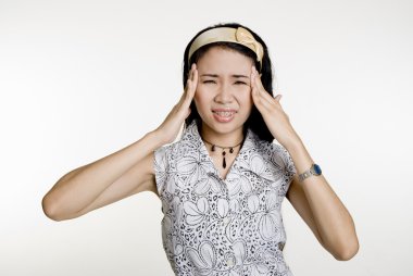 Asian Woman with headache clipart