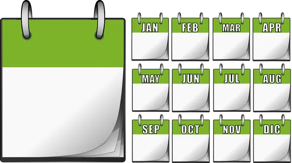 Zöld naptárak — Stock Vector