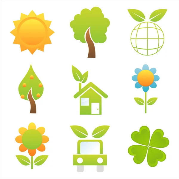 Colorful nature icons — Stock Vector
