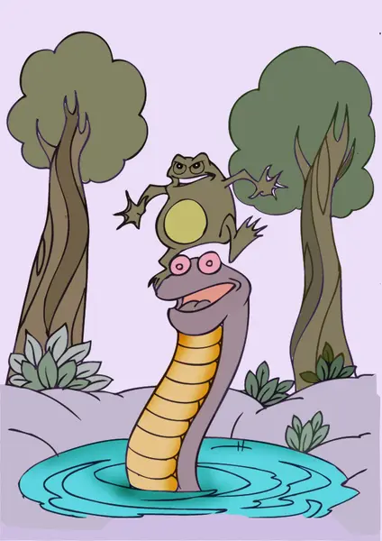 Kígyó és béka Stock Kép