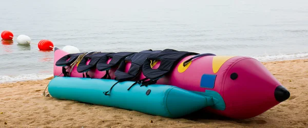 stock image Banana boat on the beach