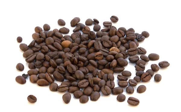 Kávová zrna, izolované na bílém Royalty Free Stock Obrázky