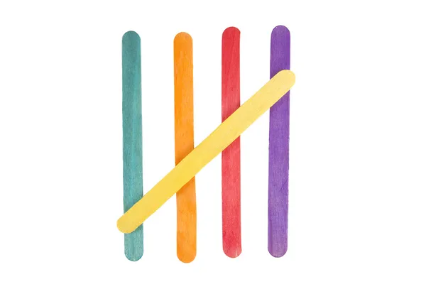 Färgade pinnar från popsicles. Royaltyfria Stockbilder