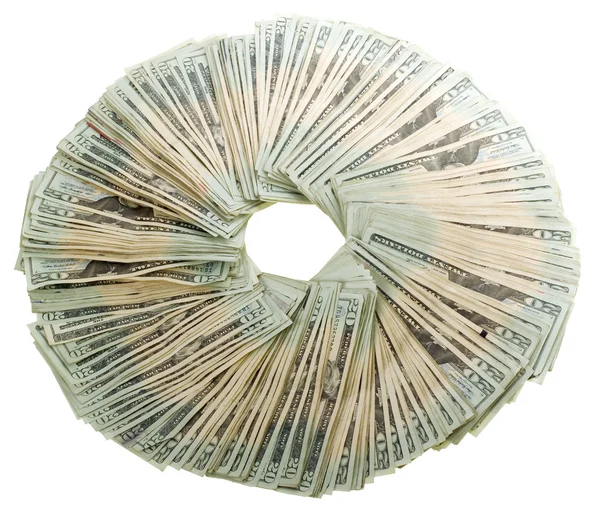 Cirkel av hundra Dollar räkningar: två tusen — Stockfoto