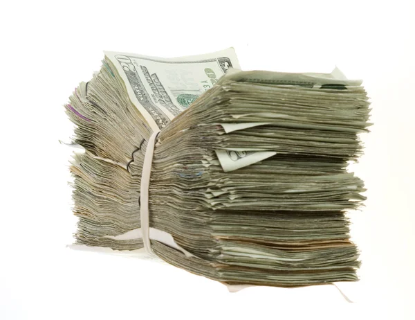 Vinte dólares de contas empilhadas e unidas — Fotografia de Stock
