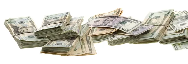 Groups of Twenty Dollar American Bills Banded Together — Stock Photo, Image