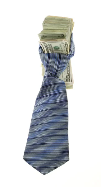 用谷歌的眼睛二十美元钞票用脖子上的领带绑起来 免版税图库照片