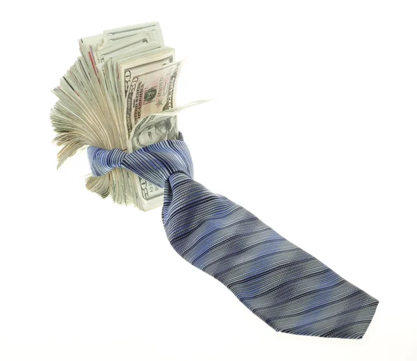 Tjugo dollar räkningar med google ögon bunden med en hals slips Stockfoto