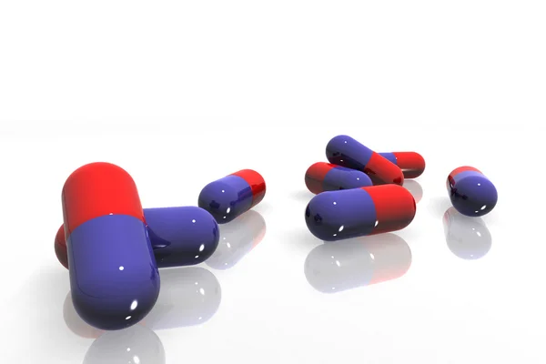 Czerwony niebieskich tabletek — Zdjęcie stockowe