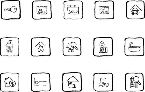 Icônes immobilières — Image vectorielle