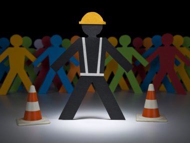 Paper men at work clipart