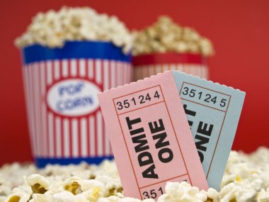 Movie stubs and popcorn clipart