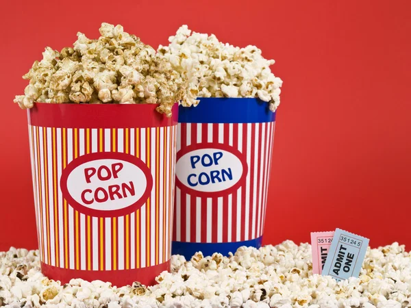 Two popcorn buckets — Stock Photo, Image