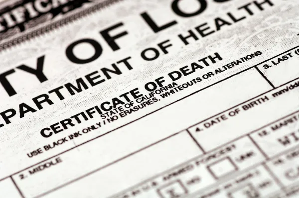 Certificate of Death — Stock Photo, Image