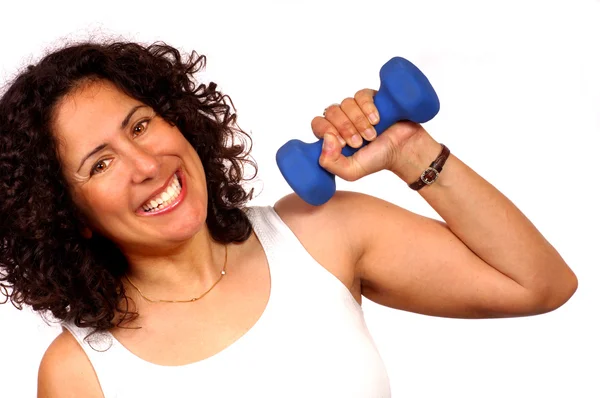 Woman with weight — Stock Photo, Image