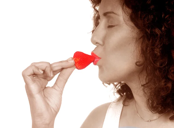 Woman With Strawberry — Stock Photo, Image