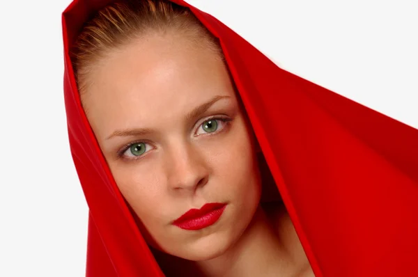 Vrouw in het rood — Stockfoto
