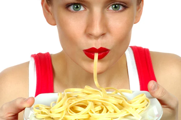 Woman With Pasta — Stock Photo, Image