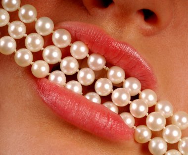 Woman with pearls clipart