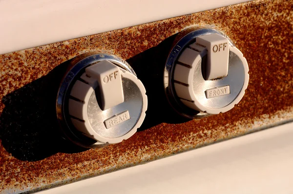 Botões de fornos enferrujados — Fotografia de Stock
