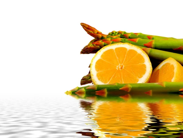 stock image Fresh lemon And Asparagus