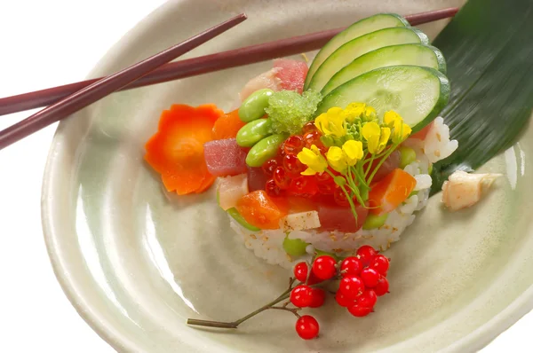 Sashimi auf Reis — Stockfoto