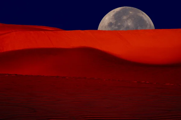 Лунный подъем над дюнами — стоковое фото