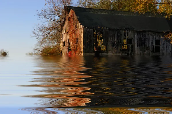 浸水のアイオワ州の農場 — ストック写真