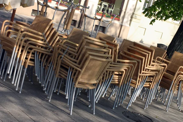 Stacked cafe chairs — Stock Photo, Image