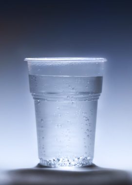 Plastic cup with water bubbles clipart