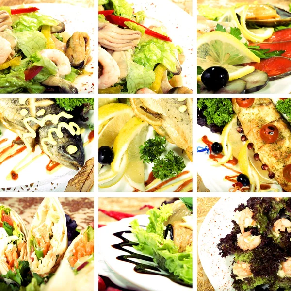 Coleta de pratos de frutos do mar — Fotografia de Stock