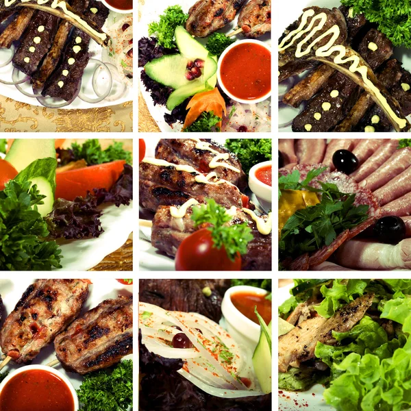Sammlung von Fleischgerichten — Stockfoto