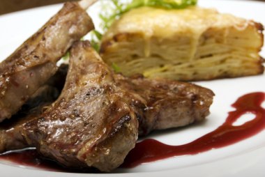 Fried meat on white plate