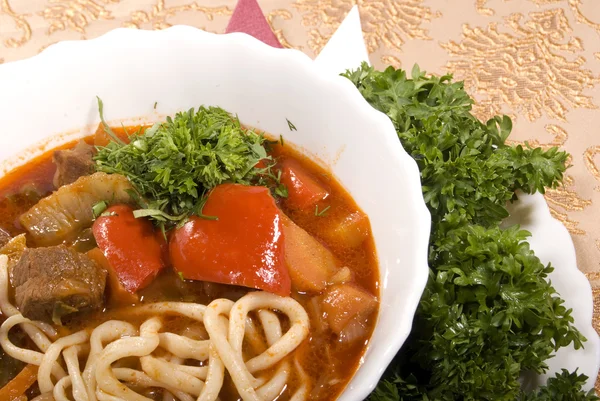Hot appetizing soup — Stock Photo, Image
