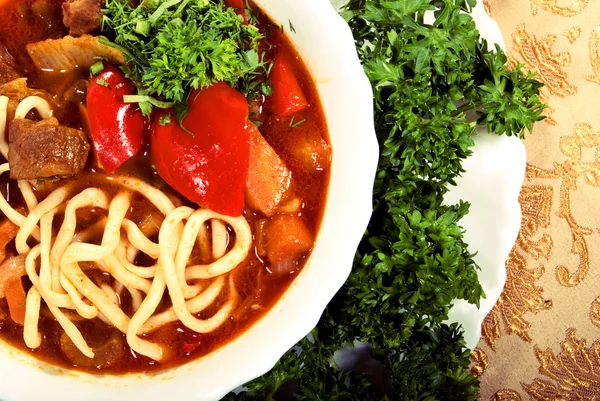 Hot appetizing soup — Stock Photo, Image